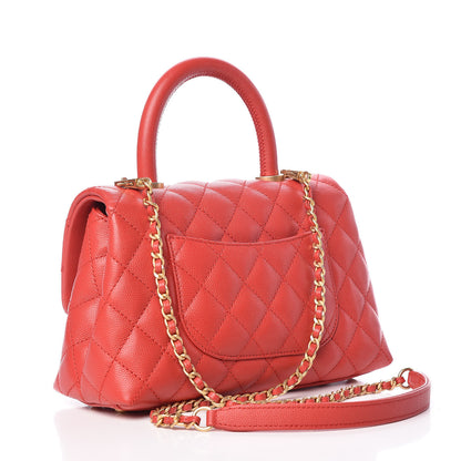 Chanel Caviar Quilted Mini Coco Handle Flap Red 3 of 9