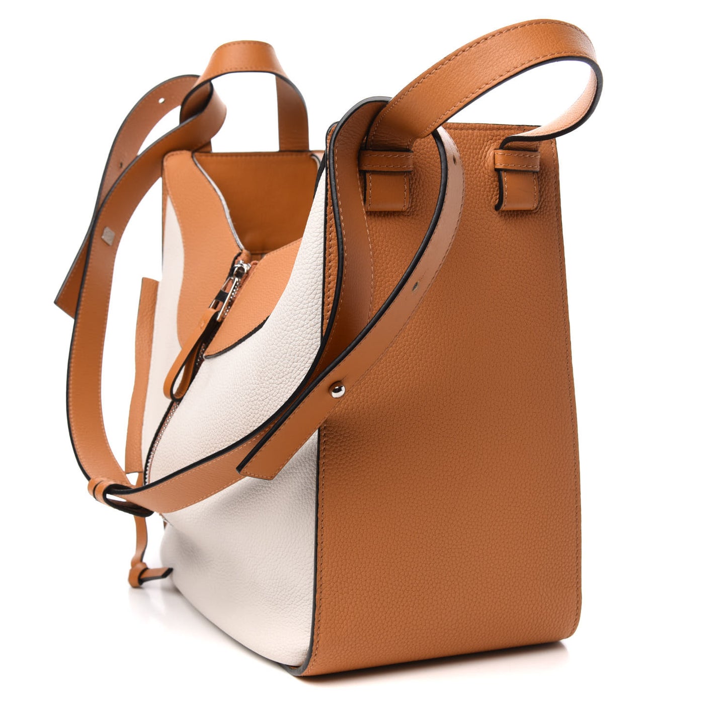 Calfskin Medium Hammock Shoulder Bag Tan White