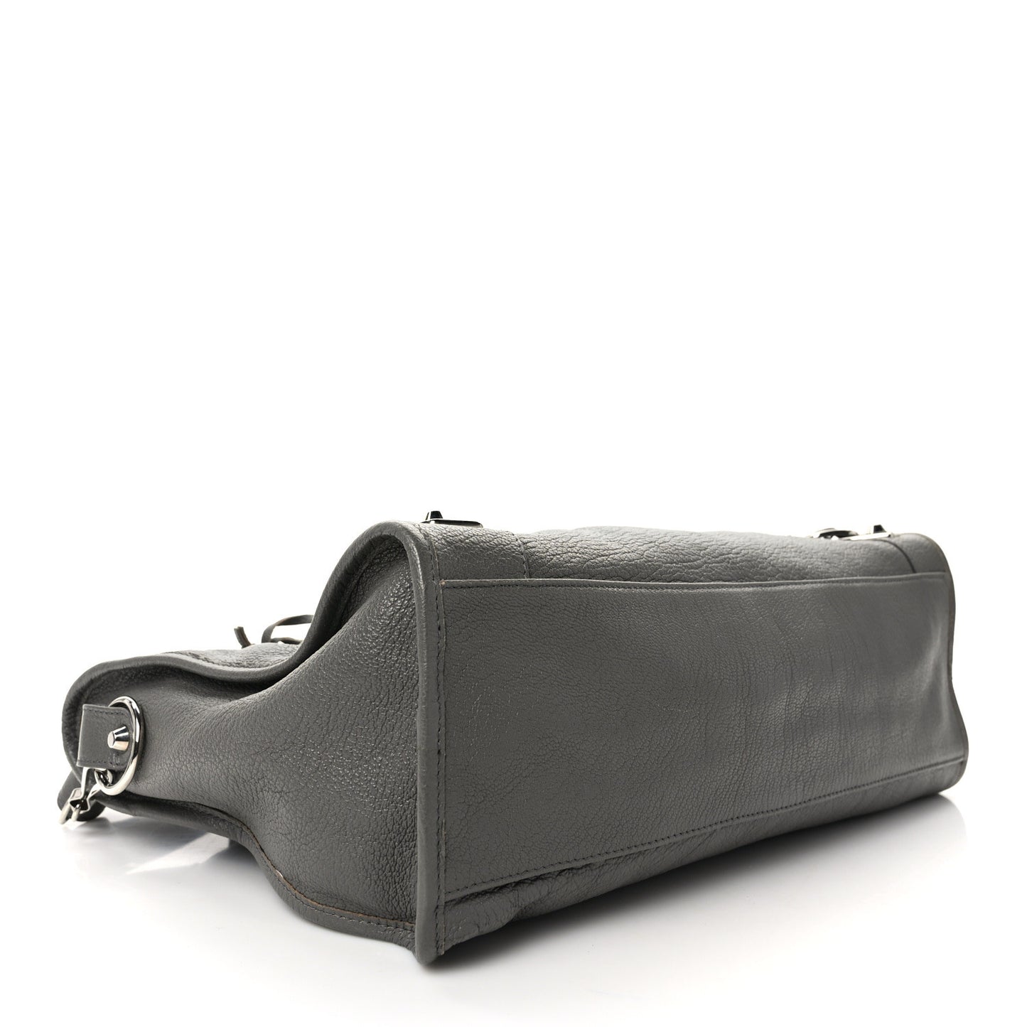 Chevre Silver Metallic Edge Hardware City Gris Acier
