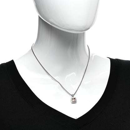 David Yurman Sterling Silver Diamond Morganite 7mm Petite Albion Pendant Necklace 2 of 4