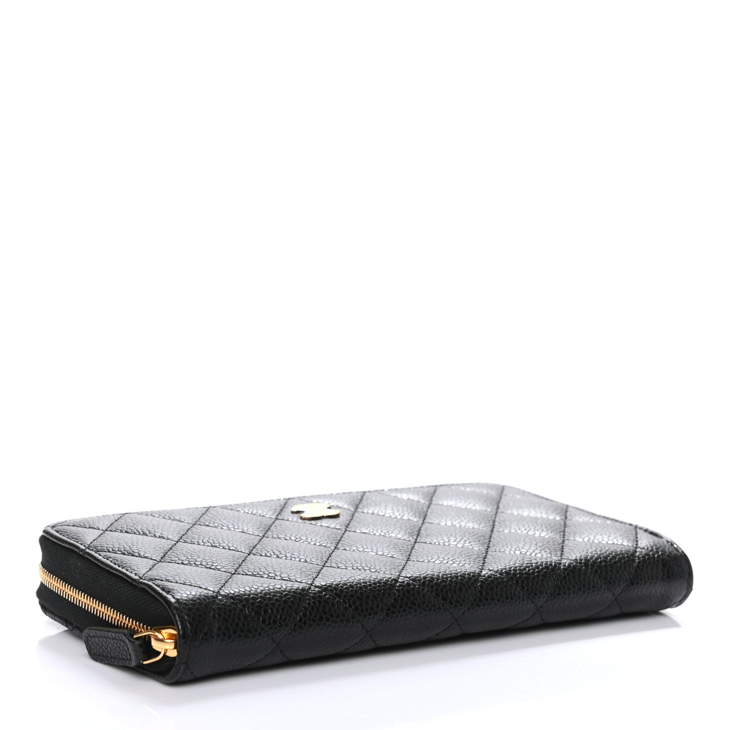Caviar Quilted Large Gusset Zip Around Wallet Black