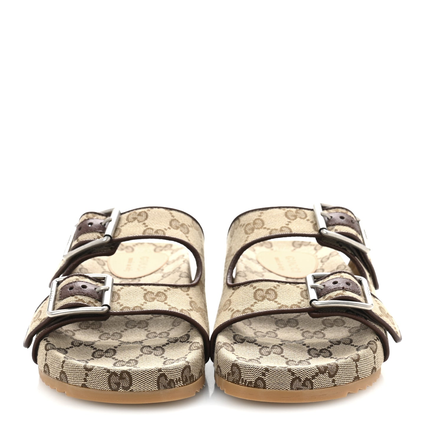 GG Monogram Lavaredo Eco Fabric Mens Slide Sandals With Straps 6 Beige Ebony Light Brown