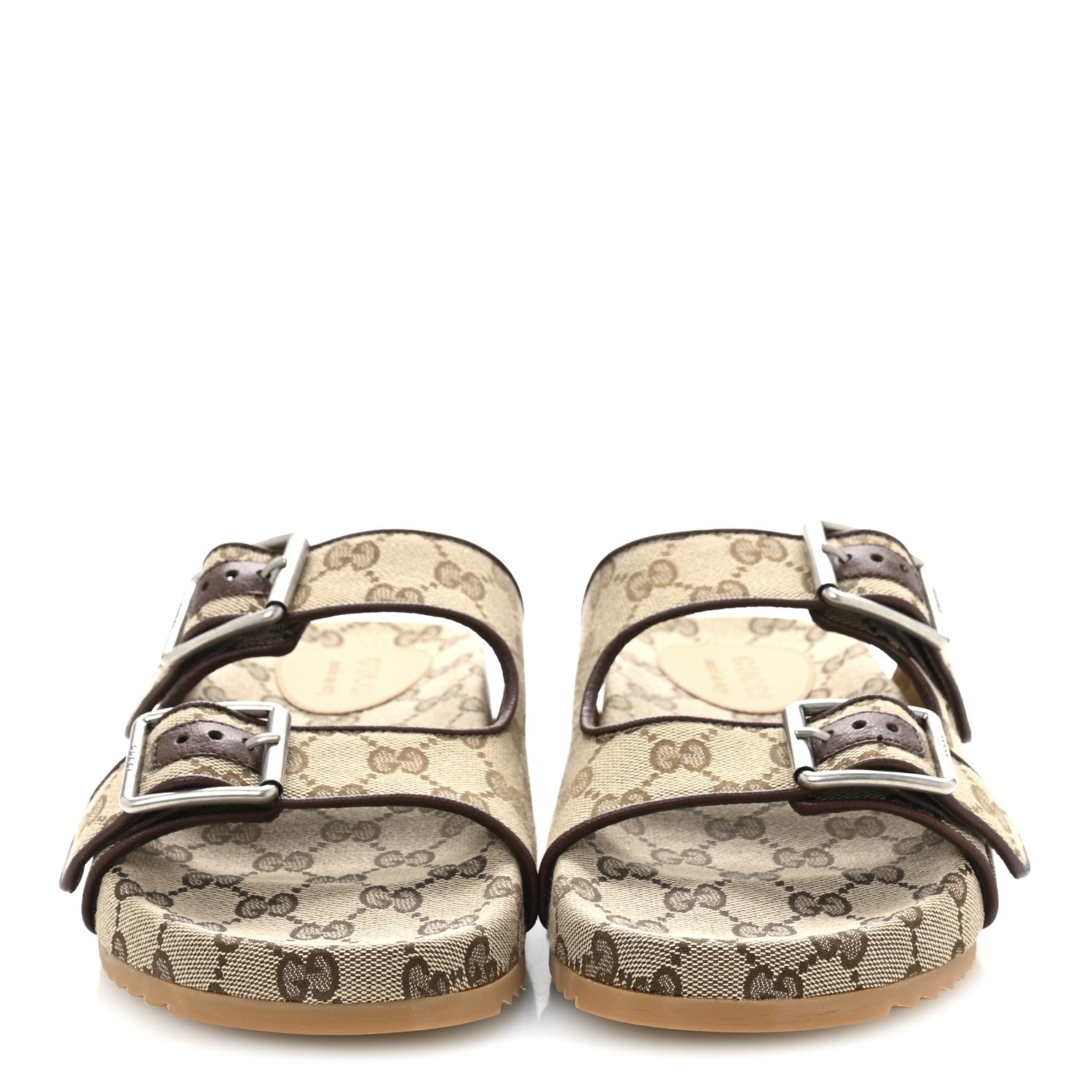 Gucci GG Monogram Lavaredo Eco Fabric Mens Slide Sandals With Straps 6 Beige Ebony Light Brown 3 of 10