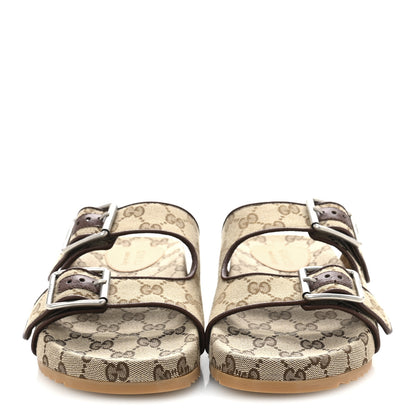Gucci GG Monogram Lavaredo Eco Fabric Mens Slide Sandals With Straps 6 Beige Ebony Light Brown 3 of 10