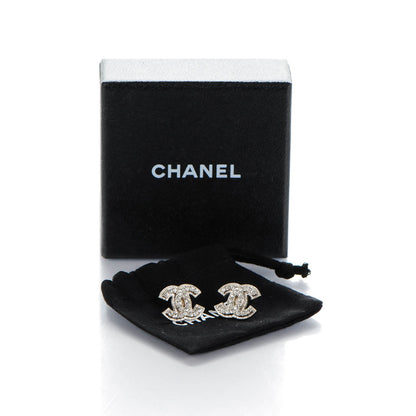 Chanel Crystal CC Earrings Silver 5 of 5