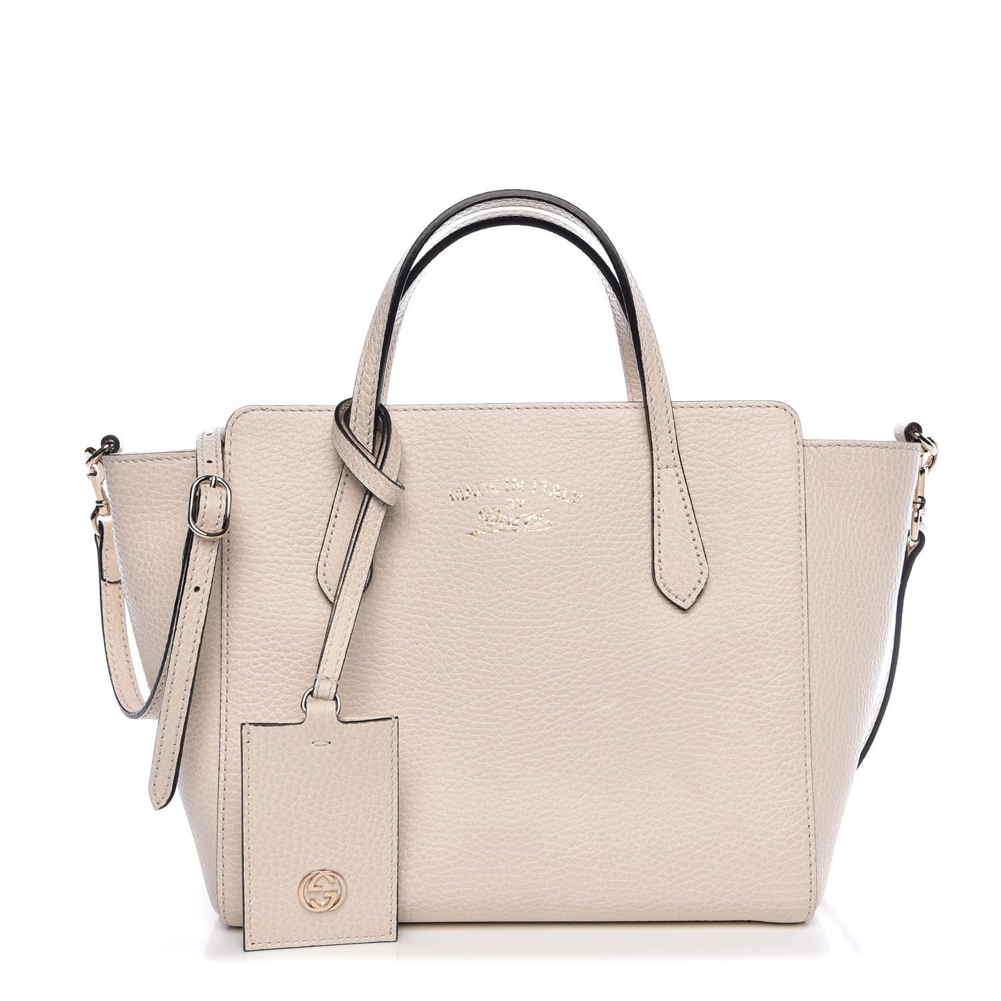 Dollar Calfskin Mini Swing Top Handle Bag Mystic White