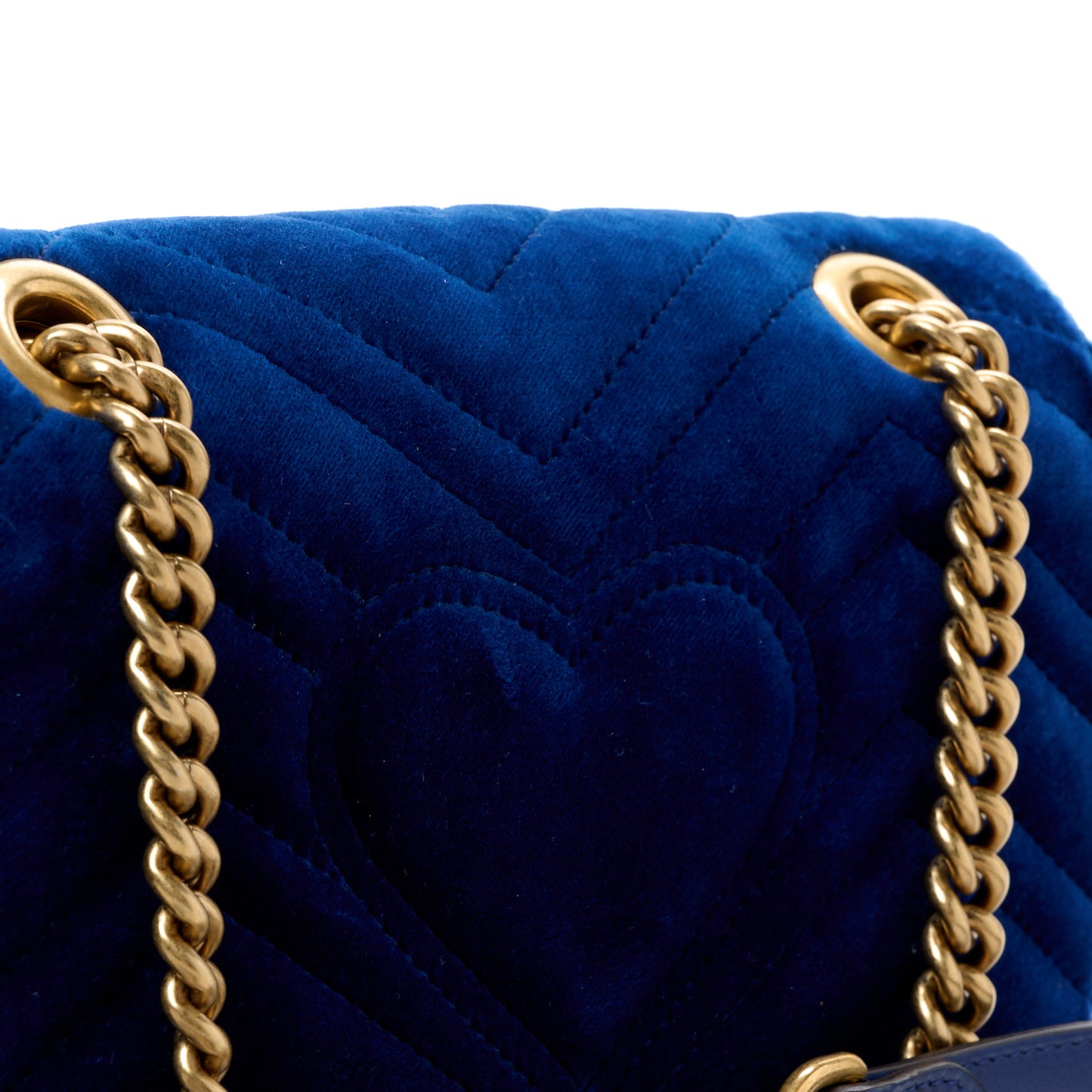 Velvet Matelasse Mini GG Marmont Shoulder Bag Cobalt Blue