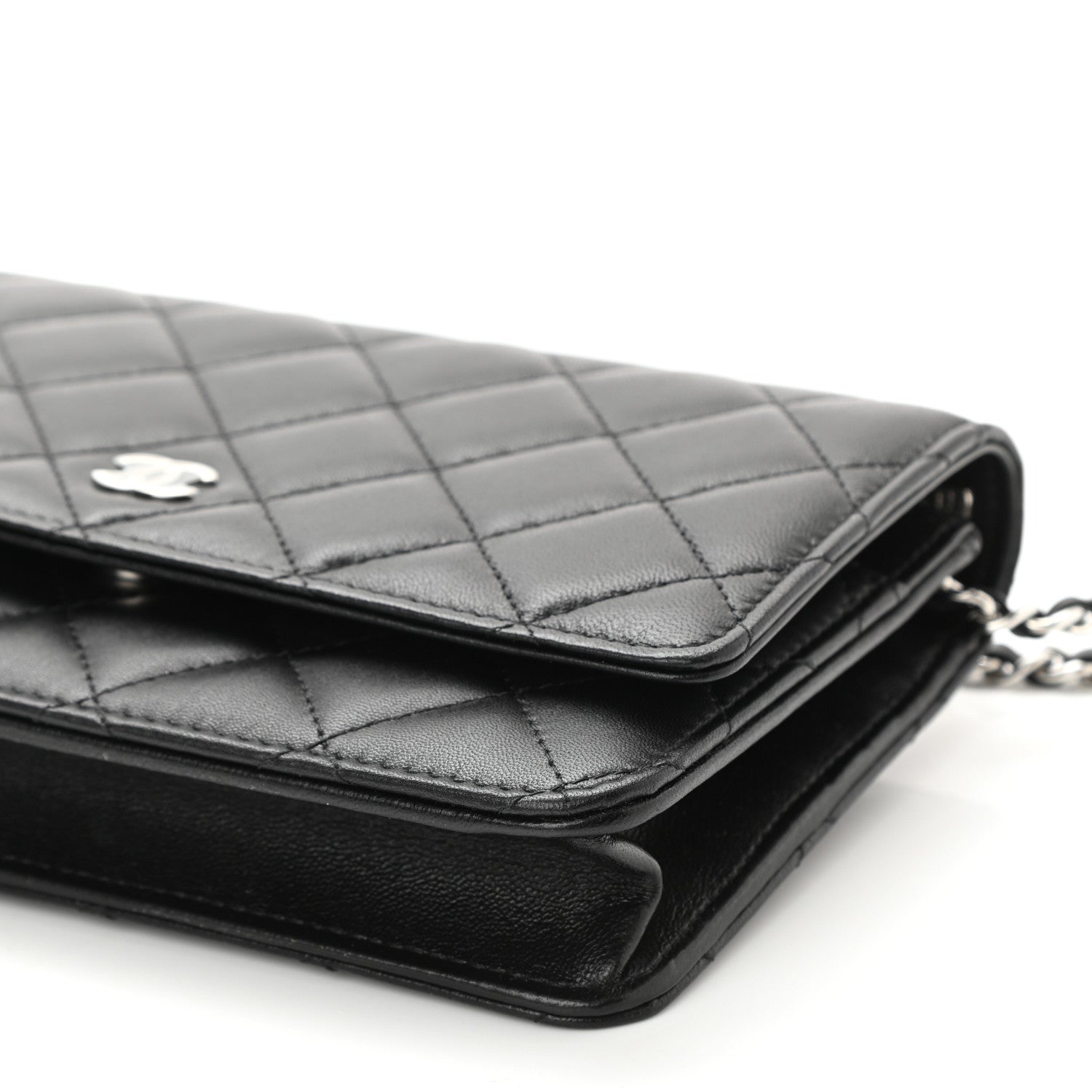 Chanel Lambskin Quilted Wallet On Chain WOC Black 11 of 12