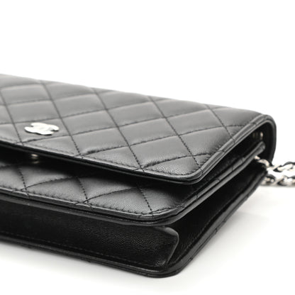 Chanel Lambskin Quilted Wallet On Chain WOC Black 11 of 12