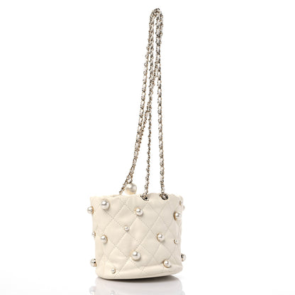 Chanel Lambskin Quilted Pearl Mini About Pearls Drawstring Bag White 3 of 11