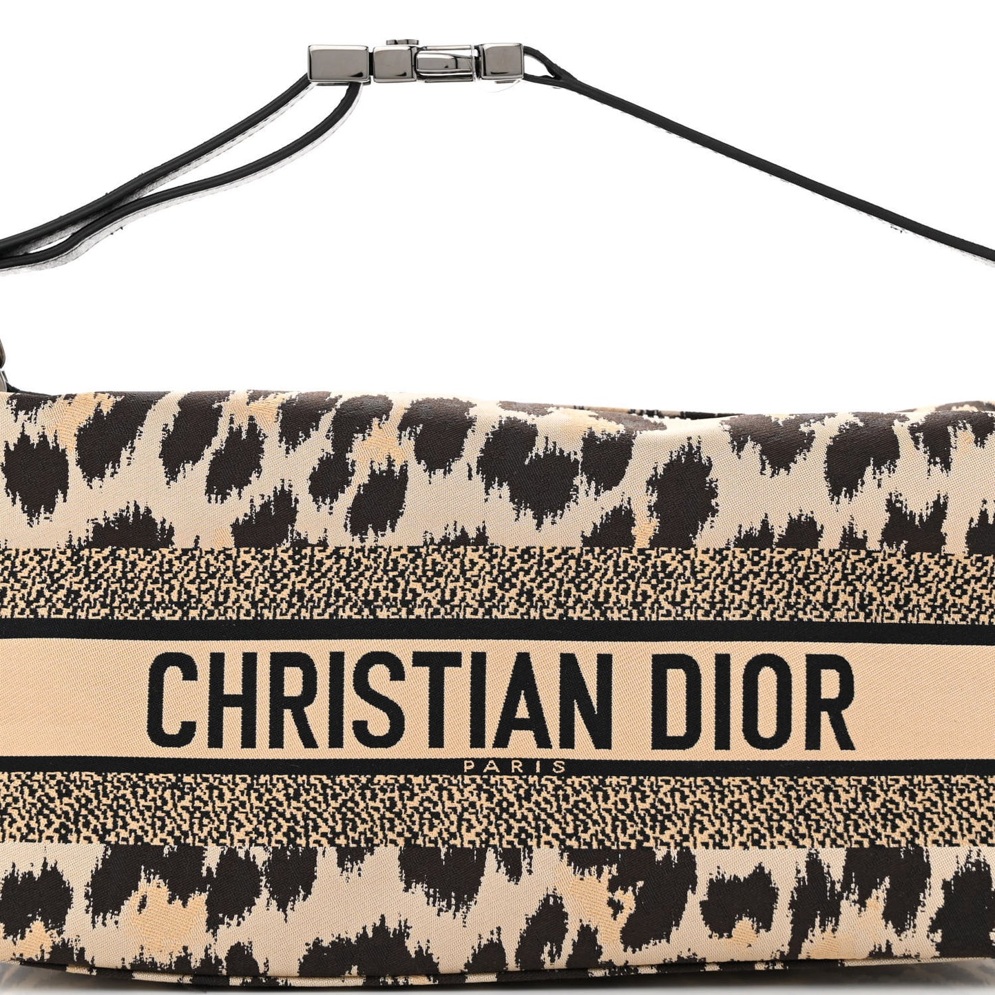 Canvas Mizza Embroidered Medium Leopard DiorTravel Nomad Pouch Beige