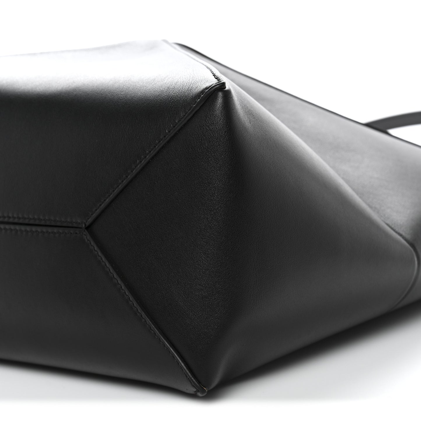 Shiny Calfskin Medium Puzzle Fold Tote Black