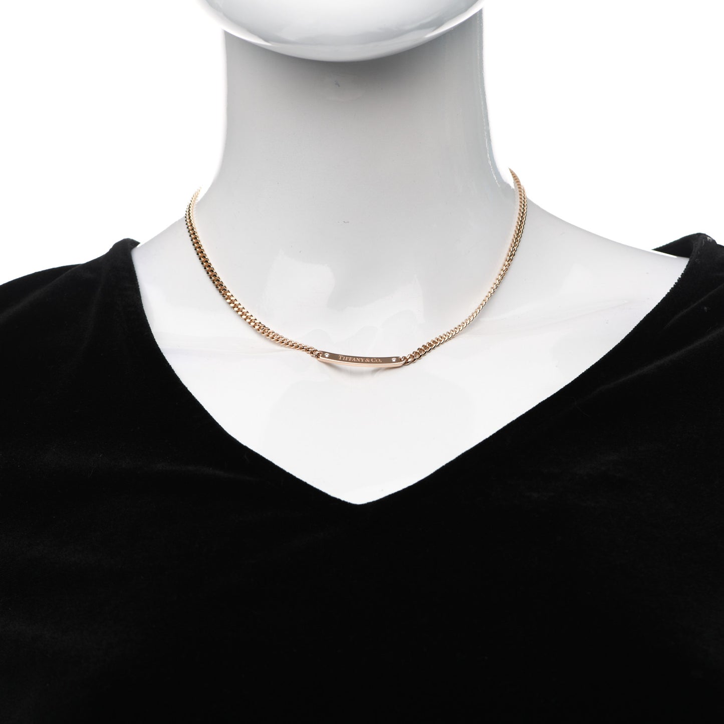 18K Rose Gold Diamond Micro Link ID Chain Necklace
