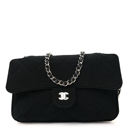 Chanel Jersey Fabric Quilted Foldable Tote With Chain Black Multicolor 1 of 14