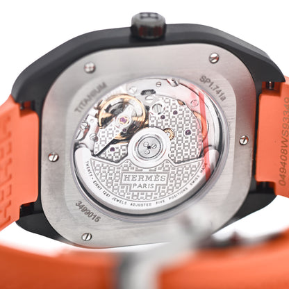 Hermes DLC Coated Titanium Rubber 39mm H08 Automatic Watch Orange 4 of 5