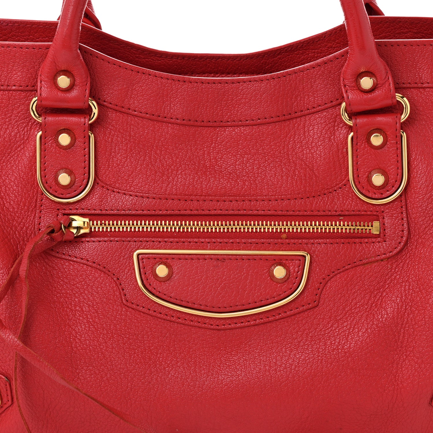Balenciaga Chevre Gold Metallic Edge Hardware City Rouge Grenade 9 of 13