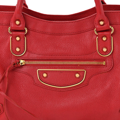 Balenciaga Chevre Gold Metallic Edge Hardware City Rouge Grenade 9 of 13