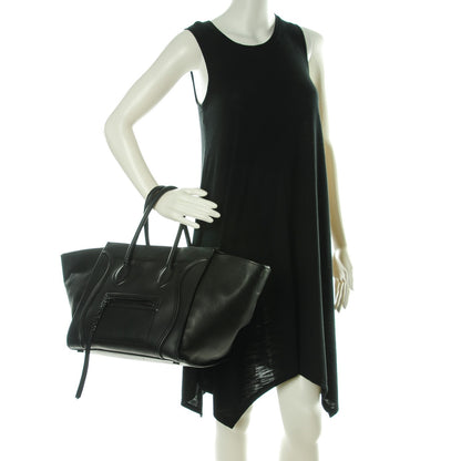 Celine Supple Calfskin Medium Phantom Luggage Black 2 of 9