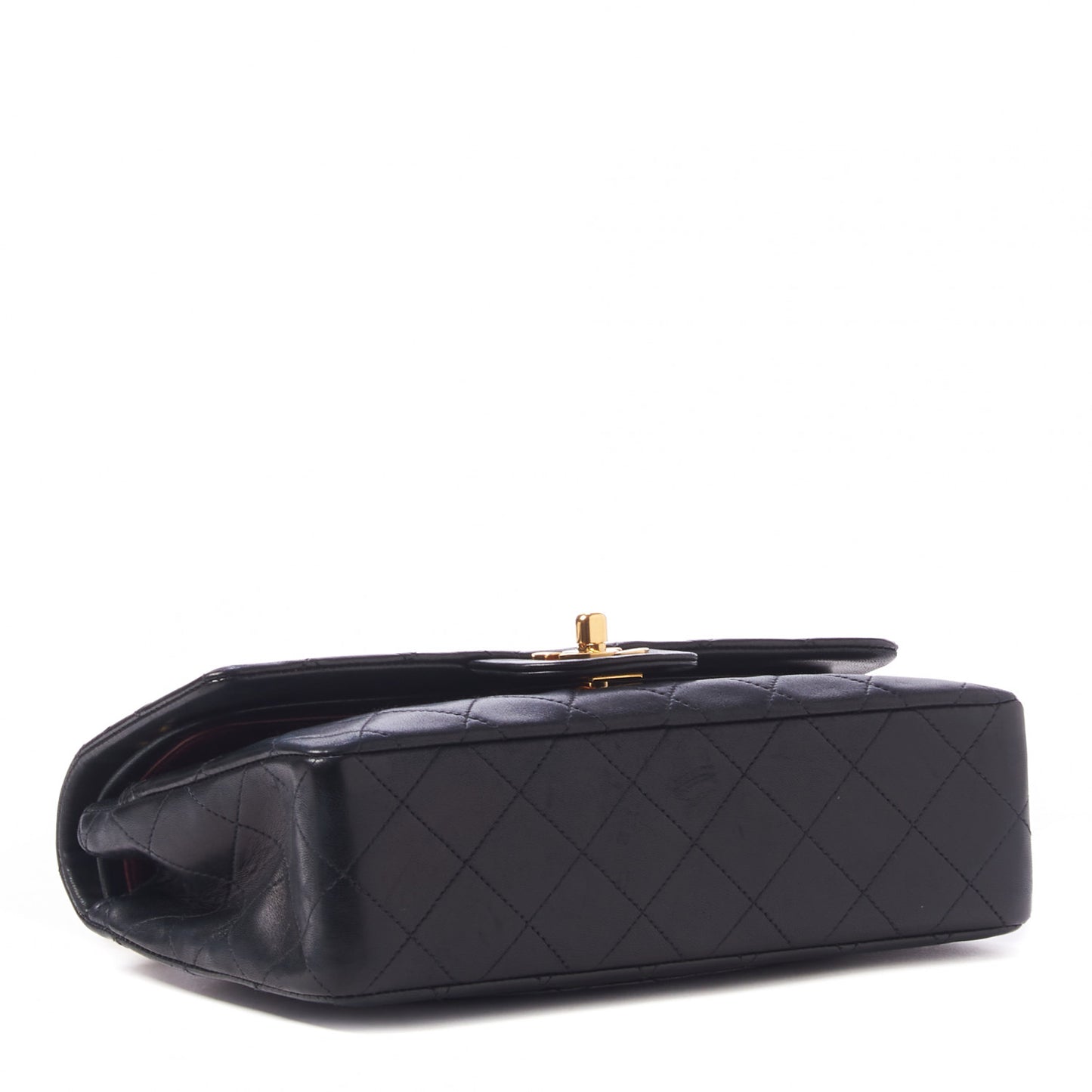 Lambskin Quilted Small Double Flap Black