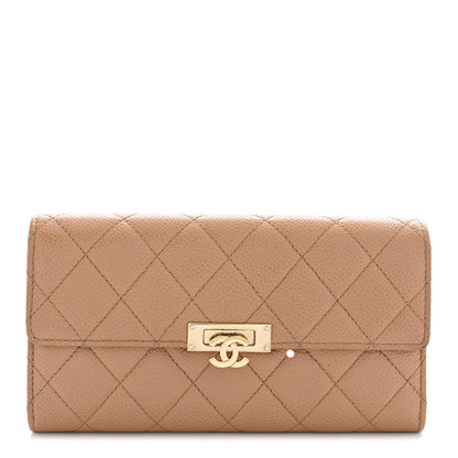 Chanel Caviar Quilted Large Golden Class Gusset Flap Wallet Beige 1 of 9