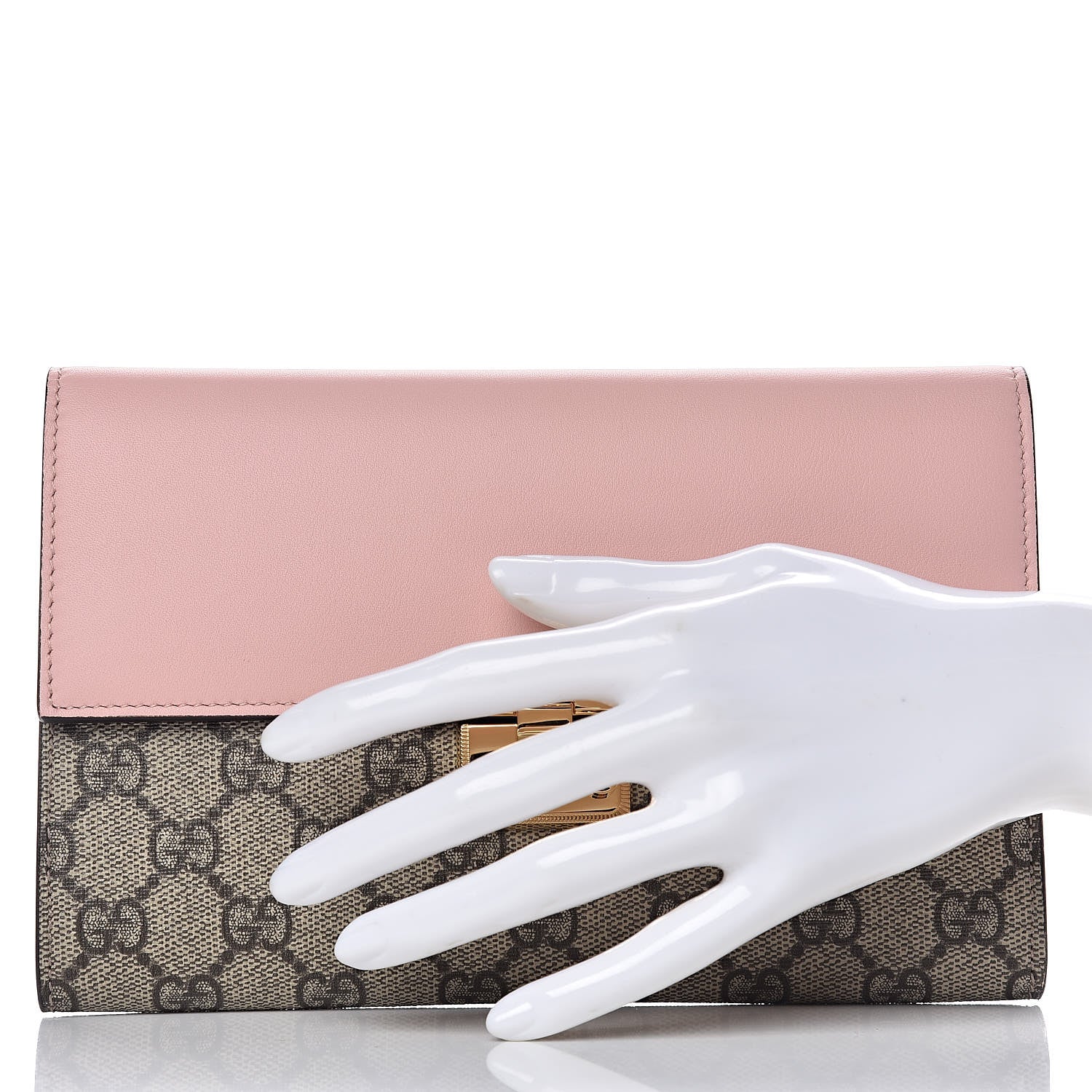 Gucci GG Supreme Monogram Calfskin Padlock Clutch Beige Perfect Pink 2 of 9
