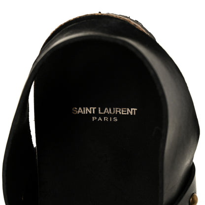 Saint Laurent Calfskin Jam Slingback Flat Sandals 36.5 Black 7 of 8