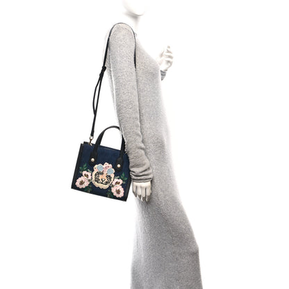Gucci Denim Embroidered Tiger Tote Blue Multicolor 2 of 11