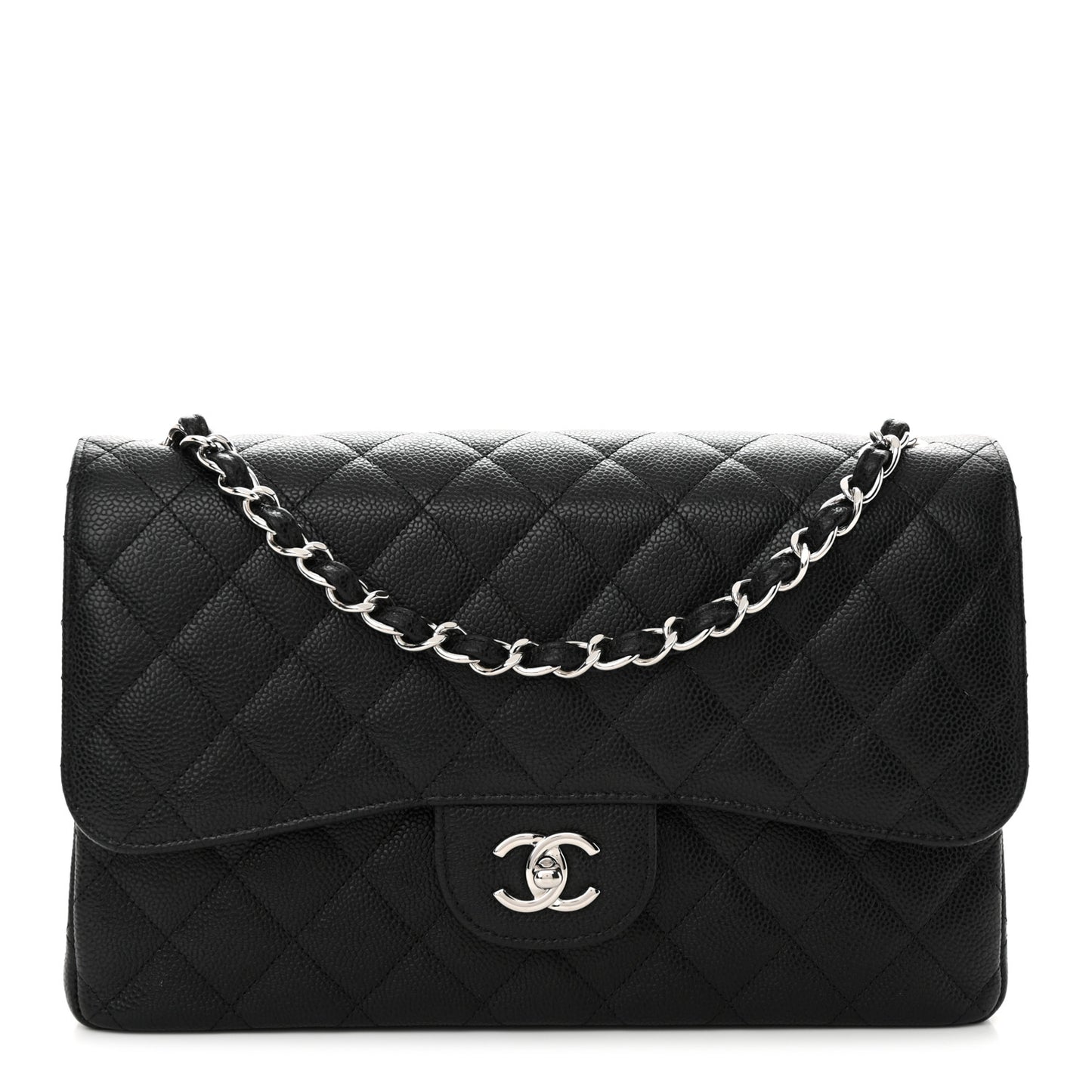 Caviar Quilted Jumbo Double Flap Black