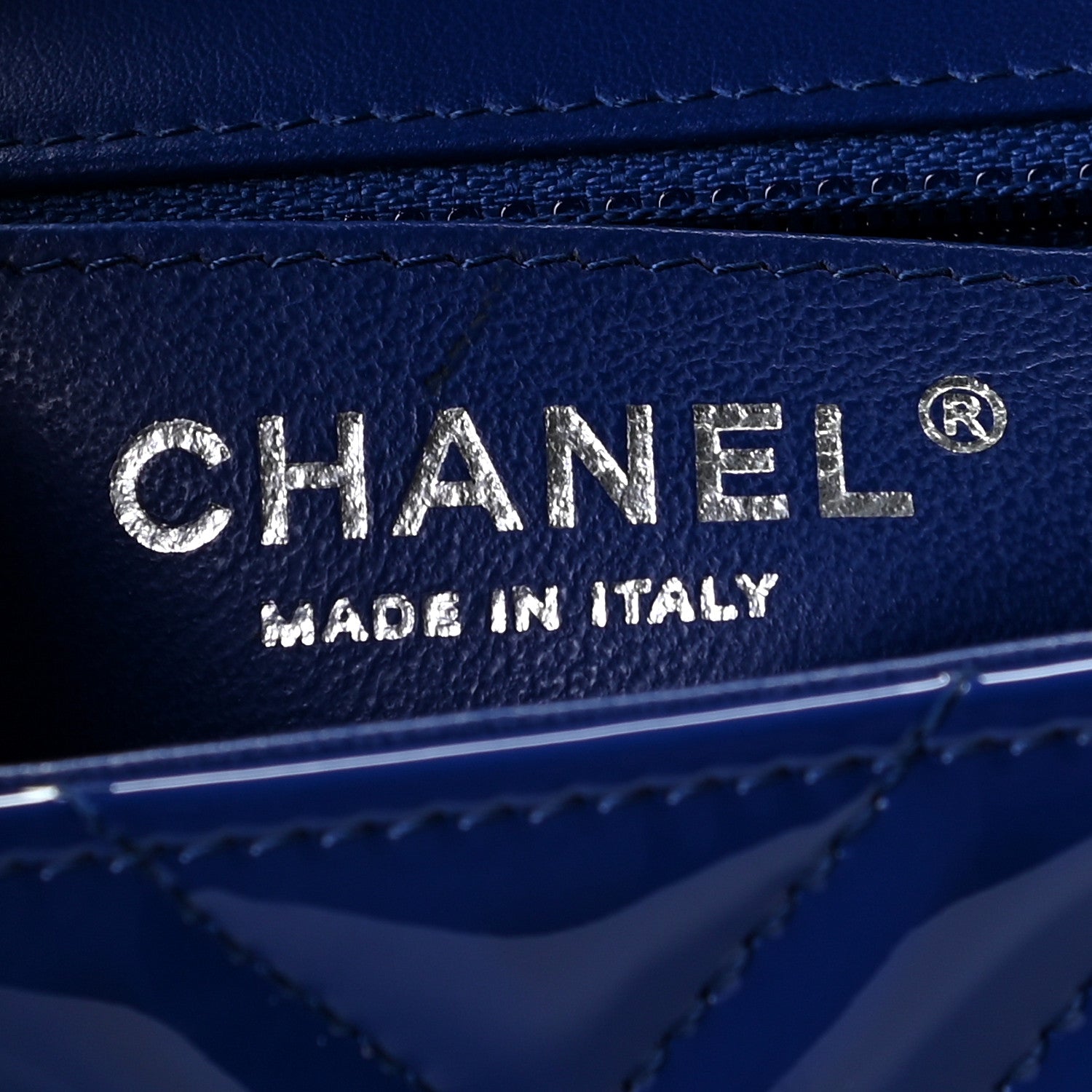 Chanel Patent Chevron Quilted Mini Square Flap Blue 8 of 10