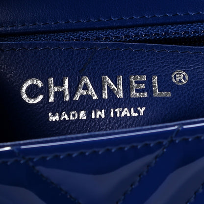 Chanel Patent Chevron Quilted Mini Square Flap Blue 8 of 10