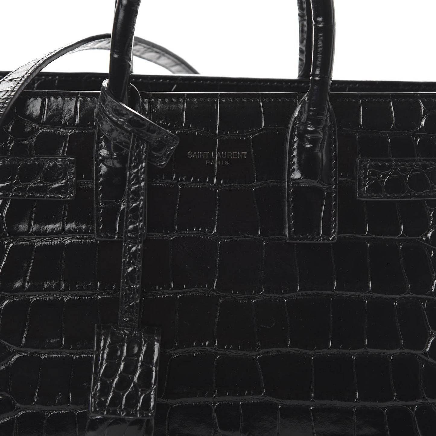 Calfskin Crocodile Embossed Nano Sac De Jour Black