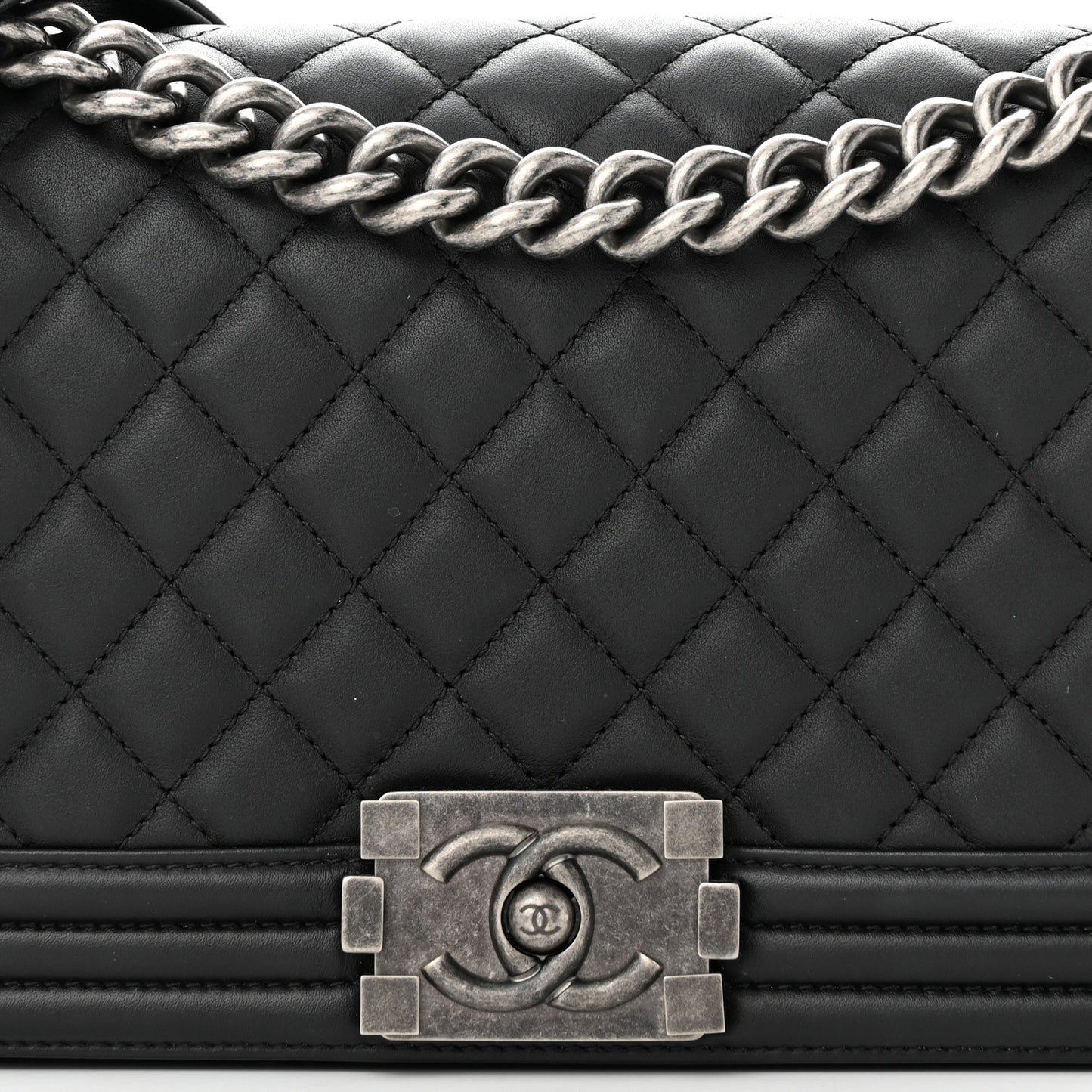 Calfskin Quilted Medium Boy Flap Black