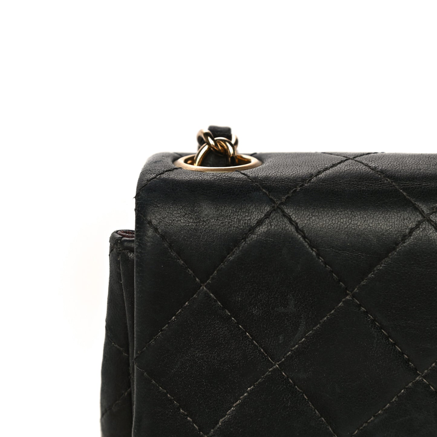 Lambskin Quilted Mini Square Flap Bag Black