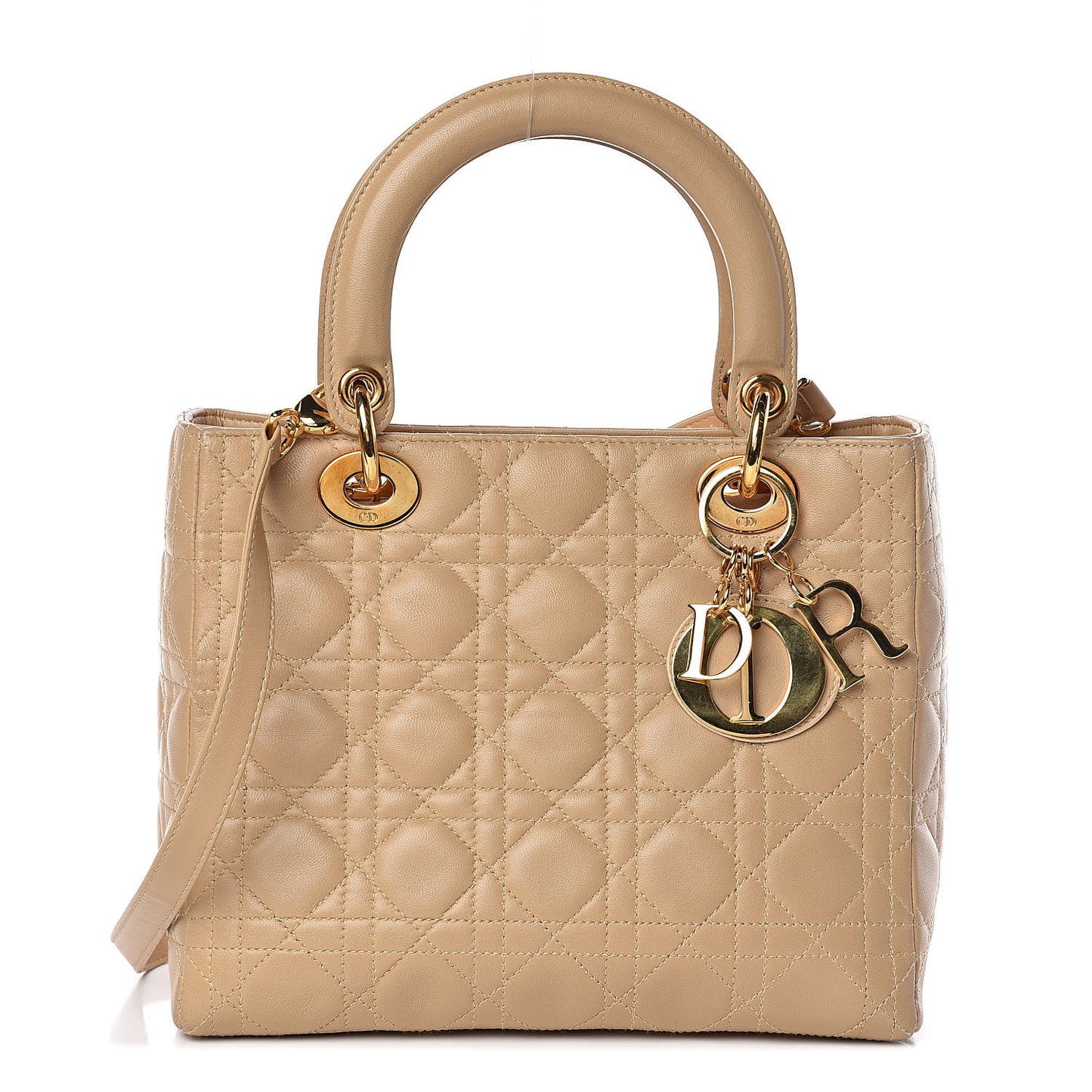 Lambskin Cannage Medium Lady Dior Beige