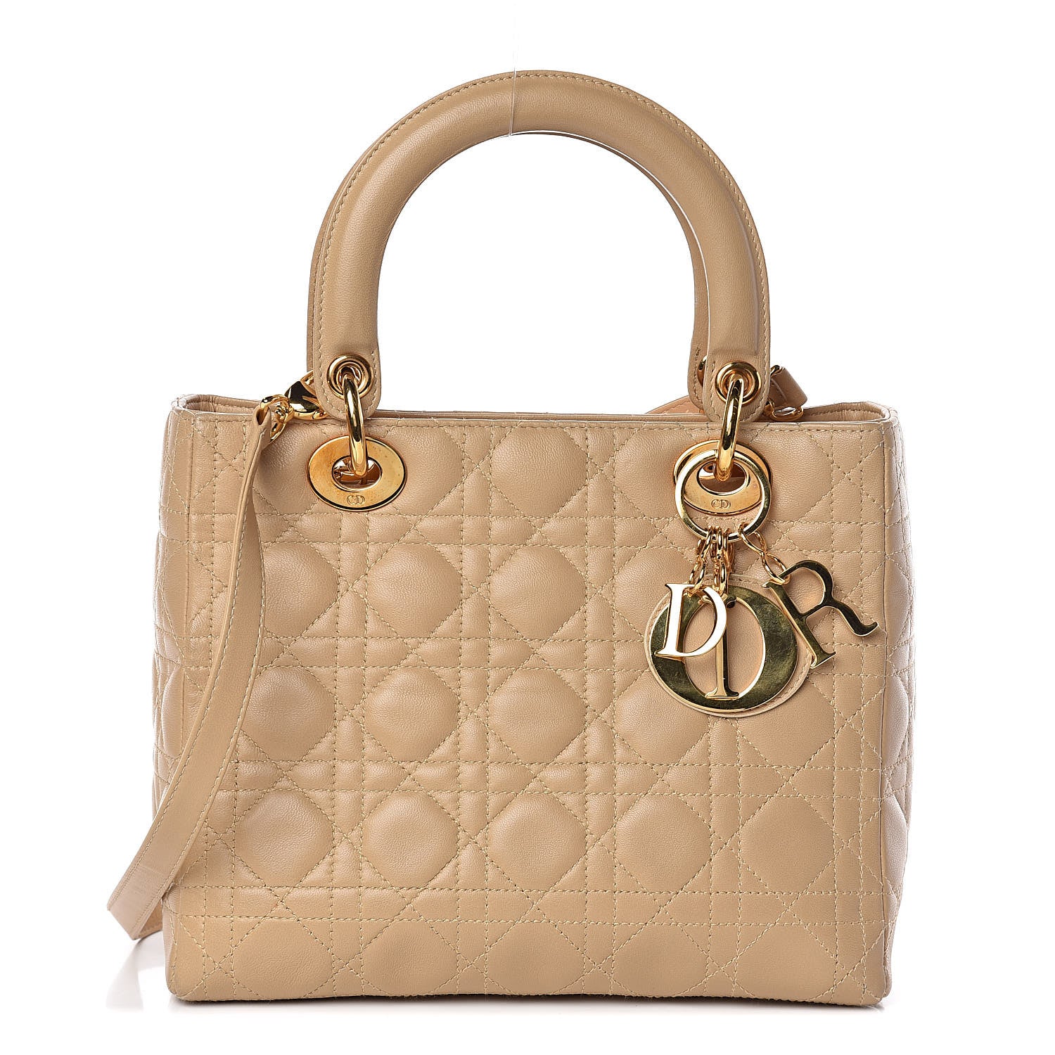 Christian Dior Lambskin Cannage Medium Lady Dior Beige 1 of 11