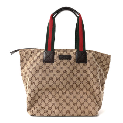 Gucci Monogram Large Web Handle Bucket Tote Dark Brown 1 of 10