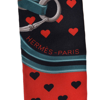 Hermes Silk Brides de Gala Love Twilly Caban Canard Rouge 4 of 5