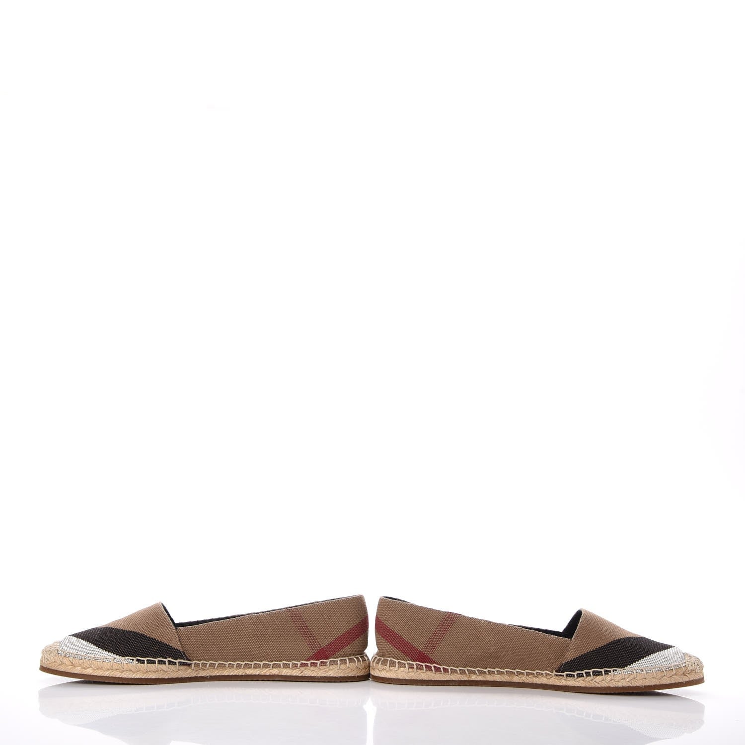 Burberry Canvas House Check Hodgeson Brit Espadrille Flats 39.5 Dark Tan 6 of 13