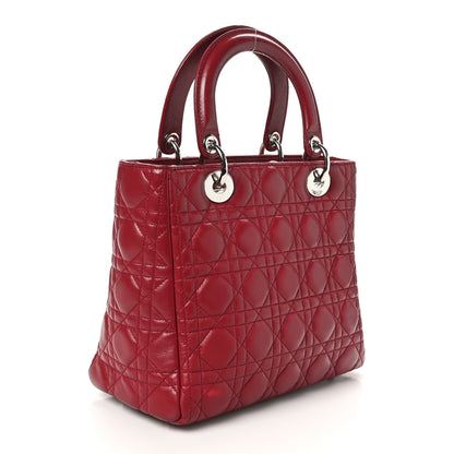 Christian Dior Lambskin Cannage Medium Lady Dior Red 3 of 11