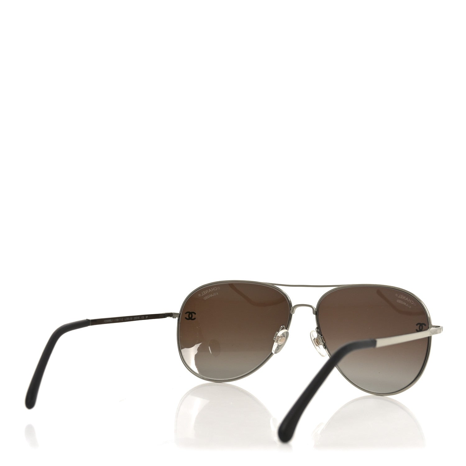 Chanel Metal Polarized CC Aviator Sunglasses 4189-T-Q Silver 4 of 7