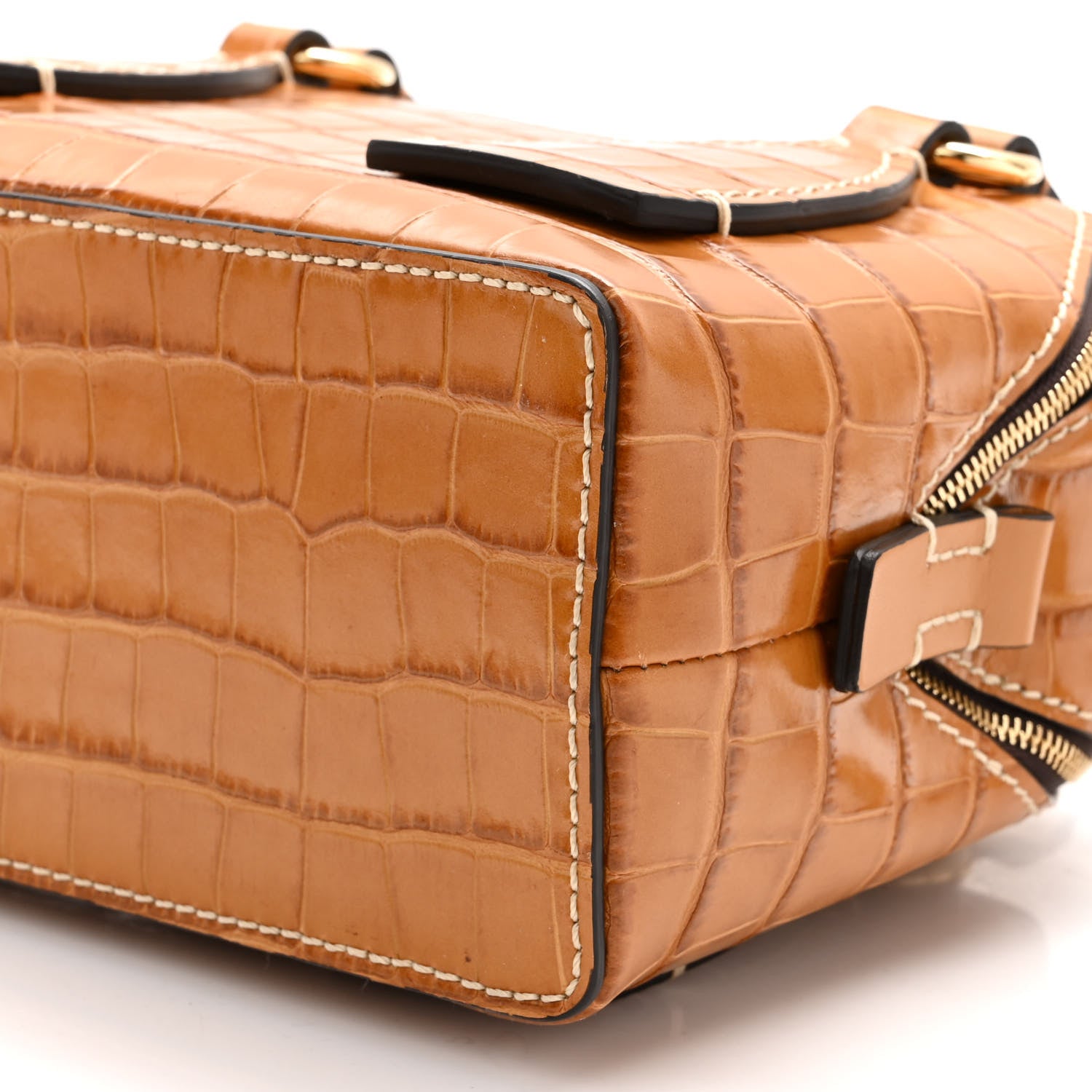 Chloe Calfskin Crocodile Embossed Small Daria Autumnal Brown 10 of 10