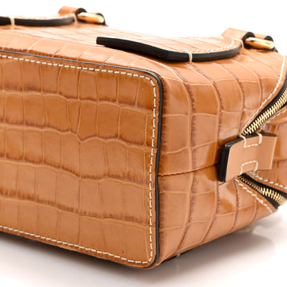 Chloe Calfskin Crocodile Embossed Small Daria Autumnal Brown 10 of 10