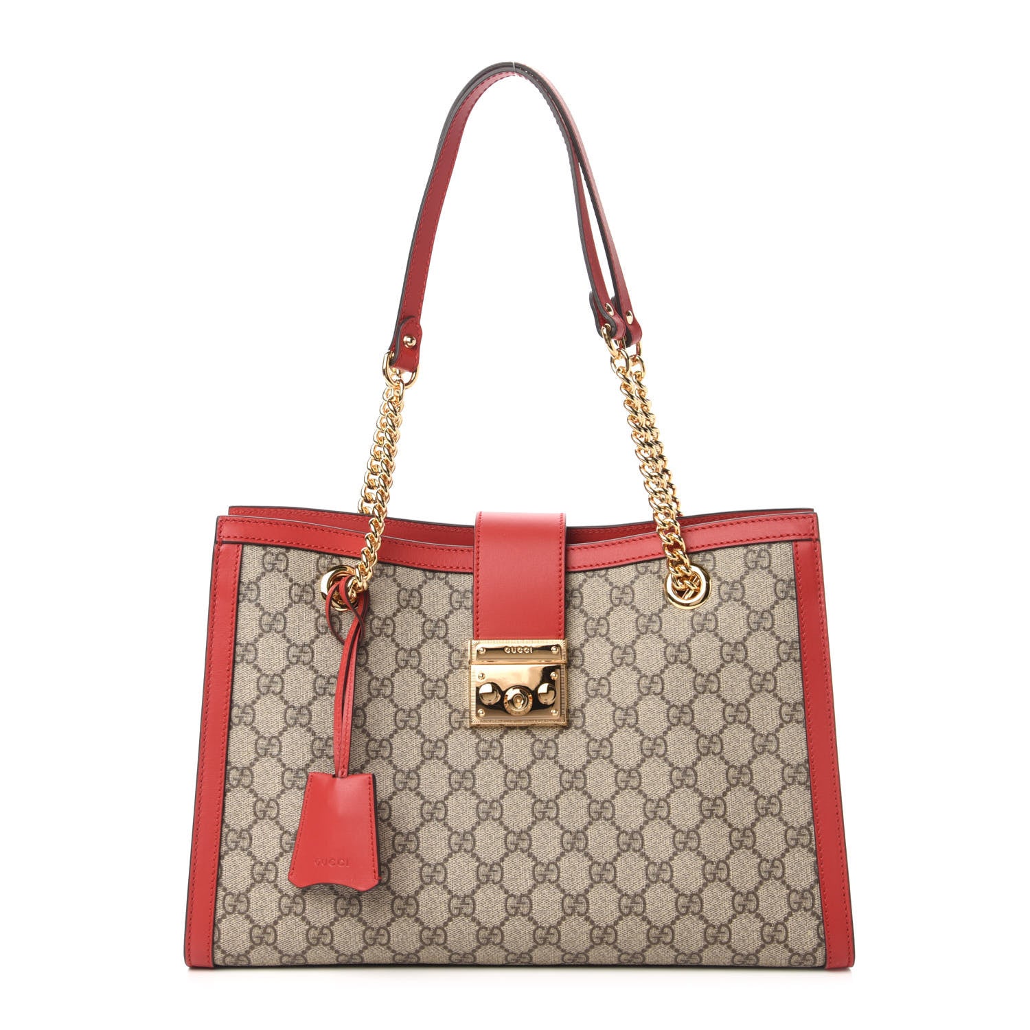 Gucci GG Supreme Monogram Medium Padlock Tote Hibiscus Red 1 of 10