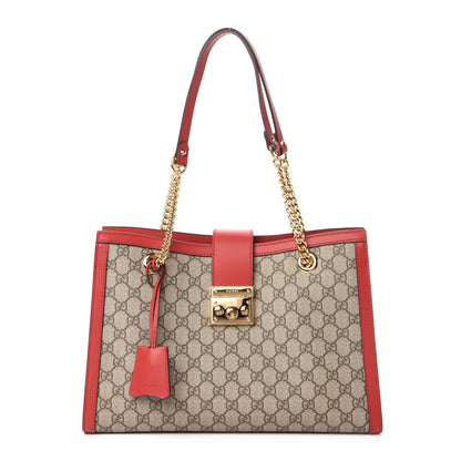 Gucci GG Supreme Monogram Medium Padlock Tote Hibiscus Red 1 of 10
