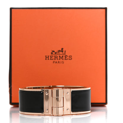 Hermes Enamel Charniere Uni Wide Hinged Bracelet L Black 7 of 7