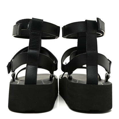 Hermes Calfskin Womens Enid Sandals 38.5 Black 4 of 8