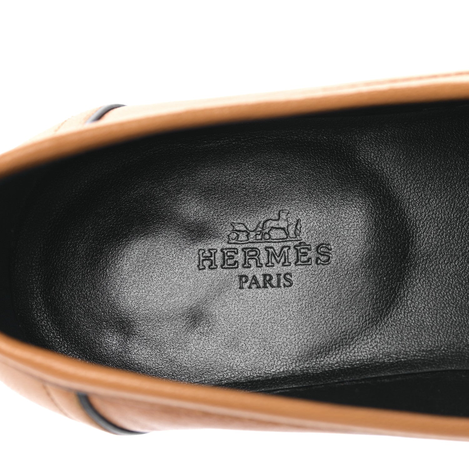Hermes Goatskin Womens Paris Loafers 39 Naturel Black 7 of 8