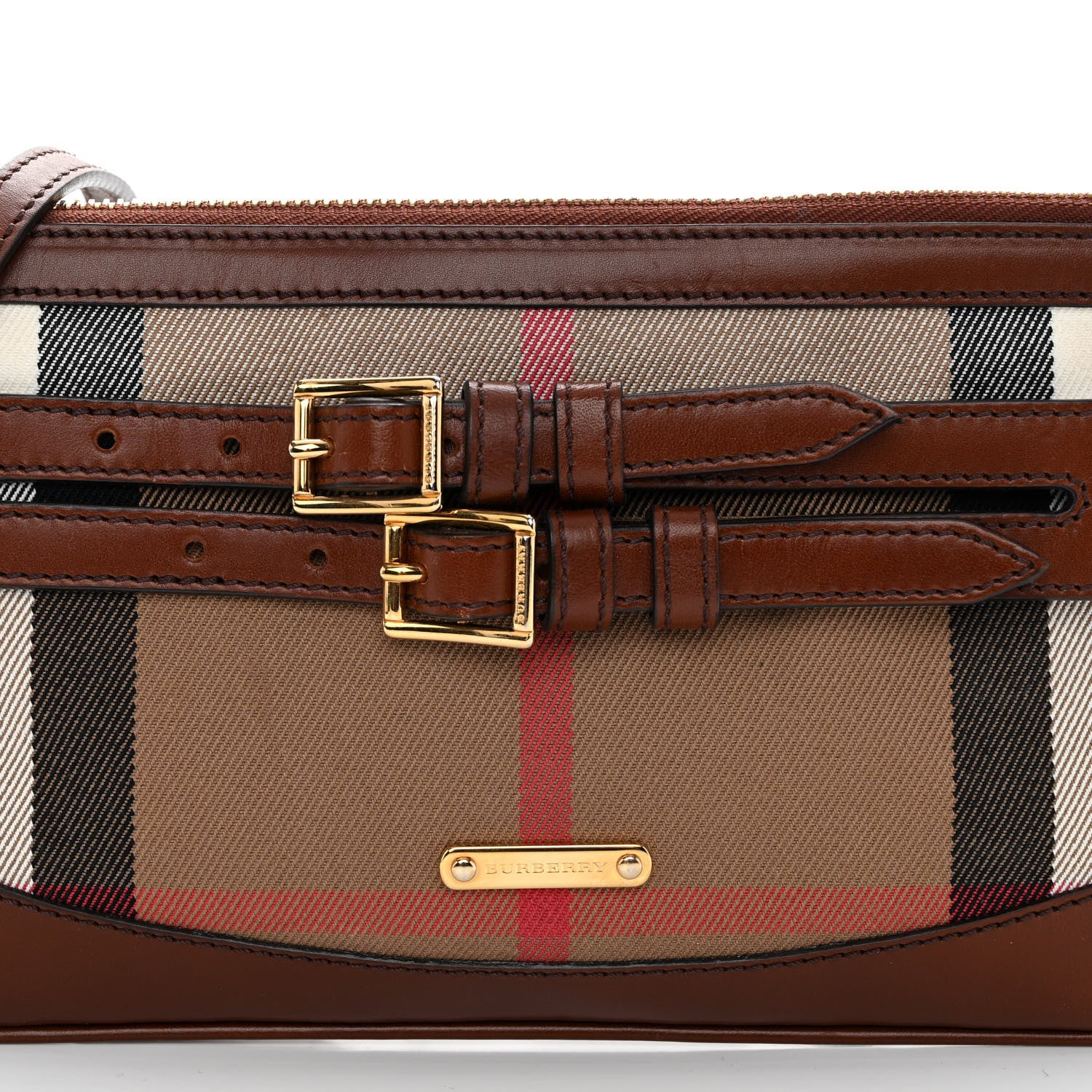 Burberry House Check Bridle Calfskin Peyton Crossbody Dark Tan 8 of 10