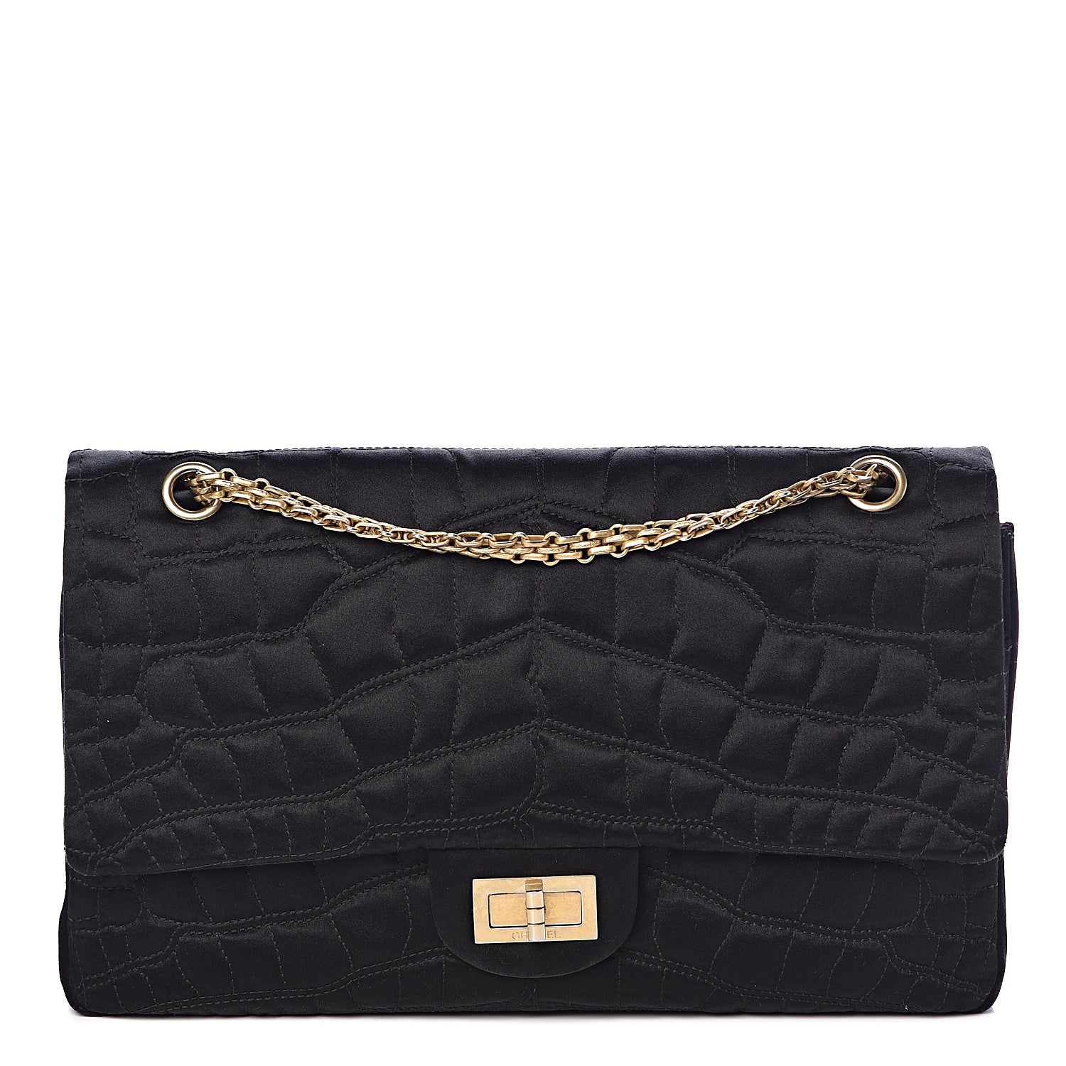 Chanel Satin Coco's Croc 2.55 Reissue 227 Flap Black 1 of 10