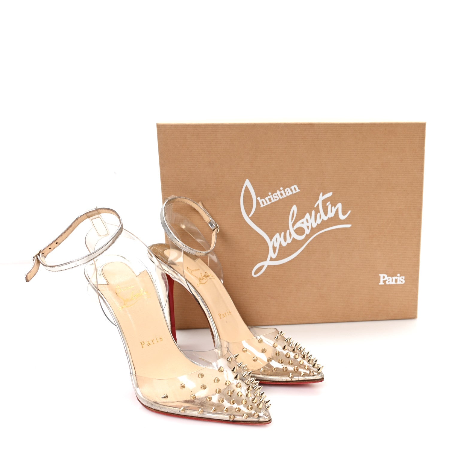 Christian Louboutin PVC Specchio Spikoo 100 Pumps 38 Light Gold 9 of 9